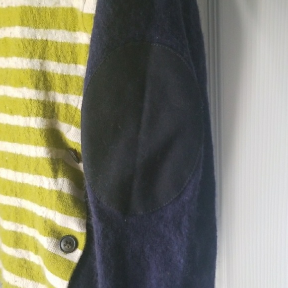 Navy and green/cream striped wool sweater - Picture 4 of 4